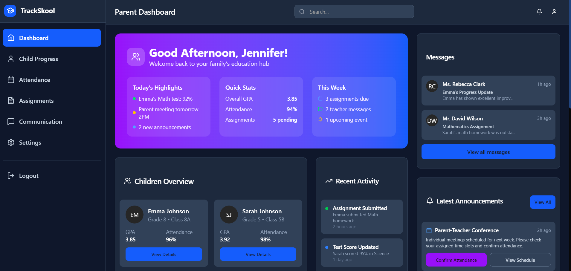 Parent Dashboard