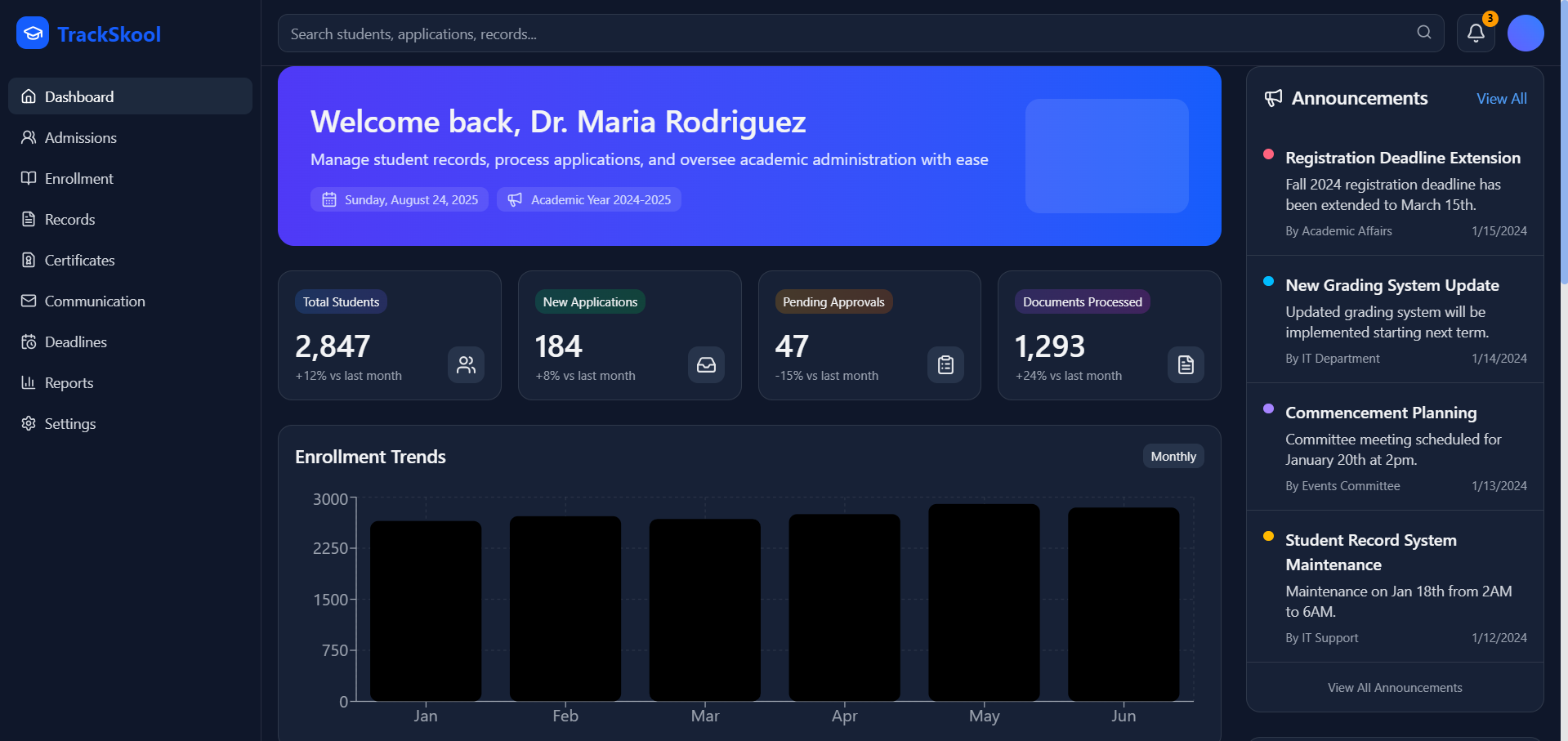 Registrar Dashboard